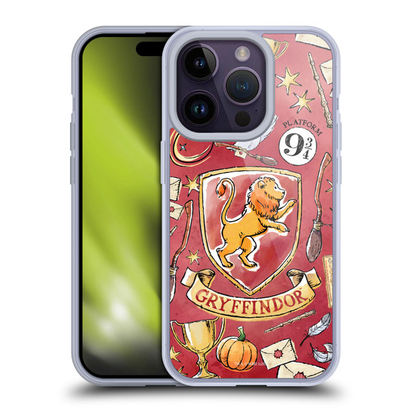 Harry Potter Deathly Hallows XIII Gryffindor Pattern Soft Gel Case for Apple iPhone 14 Pro & MagSafe