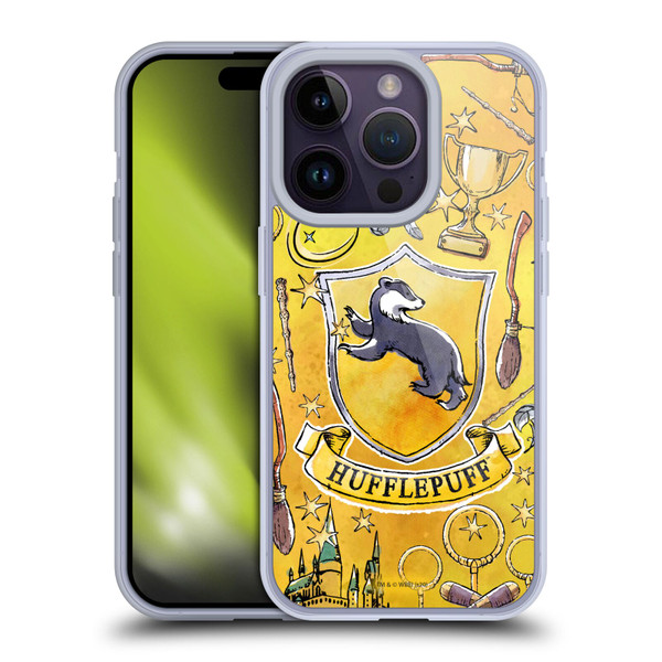Harry Potter Deathly Hallows XIII Hufflepuff Pattern Soft Gel Case for Apple iPhone 14 Pro