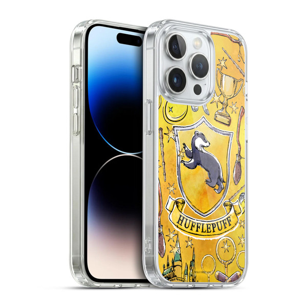 Harry Potter Deathly Hallows XIII Hufflepuff Pattern Soft Gel Case for Apple iPhone 14 Pro & MagSafe