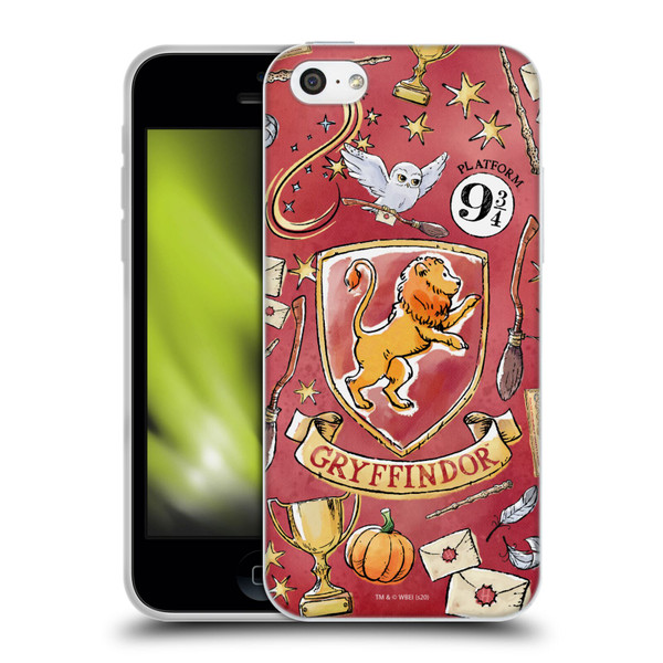 Harry Potter Deathly Hallows XIII Gryffindor Pattern Soft Gel Case for Apple iPhone 5c