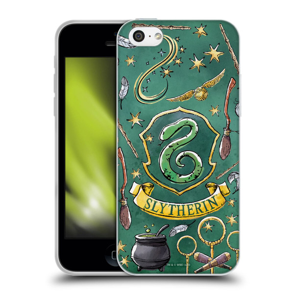 Harry Potter Deathly Hallows XIII Slytherin Pattern Soft Gel Case for Apple iPhone 5c