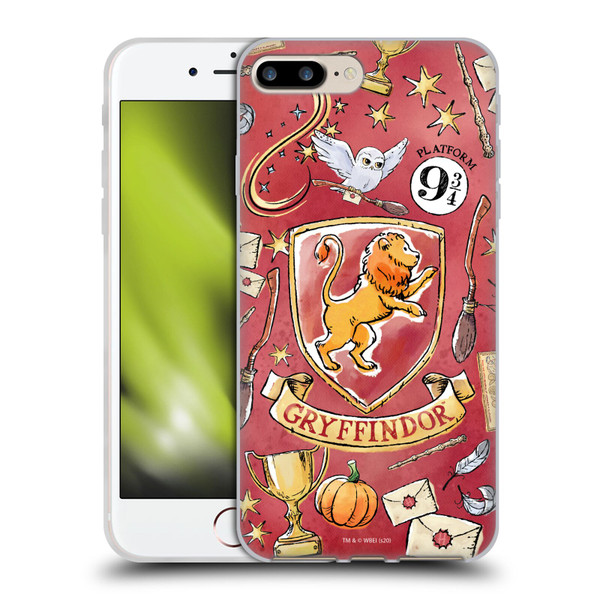 Harry Potter Deathly Hallows XIII Gryffindor Pattern Soft Gel Case for Apple iPhone 7 Plus / iPhone 8 Plus