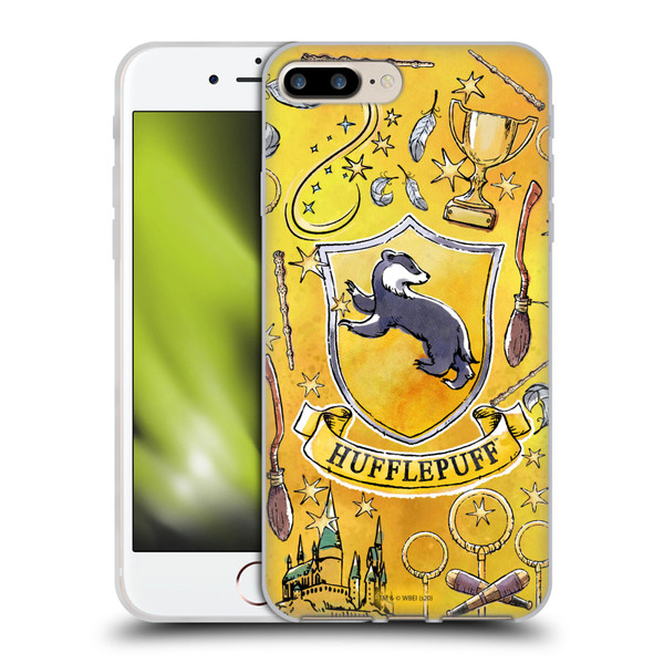Harry Potter Deathly Hallows XIII Hufflepuff Pattern Soft Gel Case for Apple iPhone 7 Plus / iPhone 8 Plus