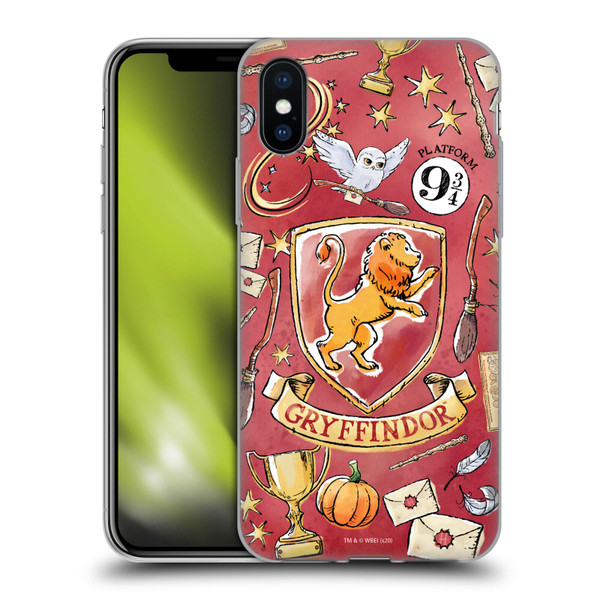 Harry Potter Deathly Hallows XIII Gryffindor Pattern Soft Gel Case for Apple iPhone X / iPhone XS