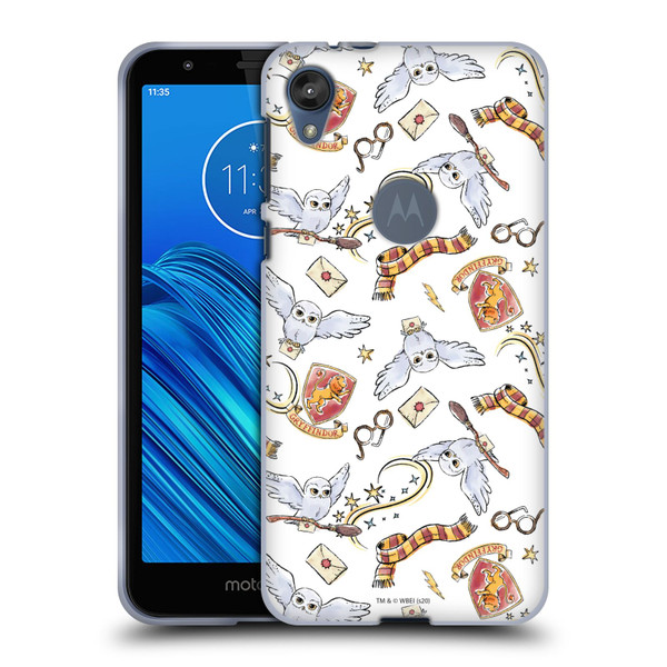 Harry Potter Deathly Hallows XIII Hedwig Owl Pattern Soft Gel Case for Motorola Moto E6