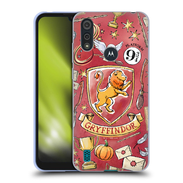 Harry Potter Deathly Hallows XIII Gryffindor Pattern Soft Gel Case for Motorola Moto E6s (2020)