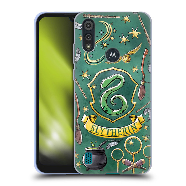Harry Potter Deathly Hallows XIII Slytherin Pattern Soft Gel Case for Motorola Moto E6s (2020)