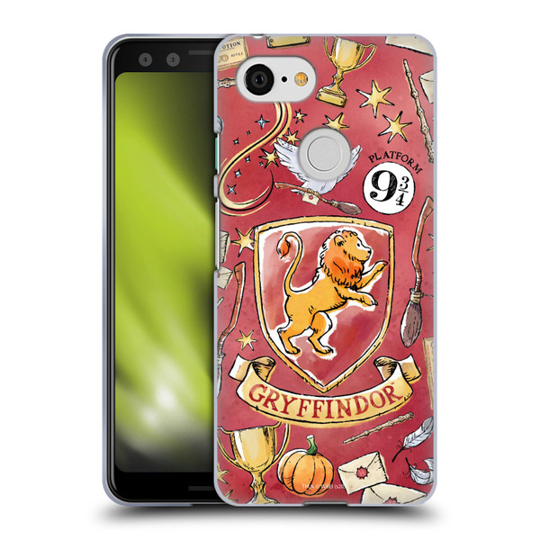 Harry Potter Deathly Hallows XIII Gryffindor Pattern Soft Gel Case for Google Pixel 3