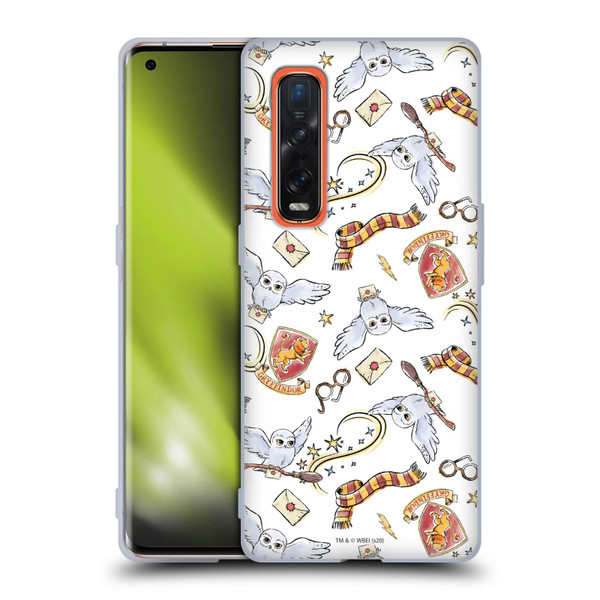 Harry Potter Deathly Hallows XIII Hedwig Owl Pattern Soft Gel Case for OPPO Find X2 Pro 5G