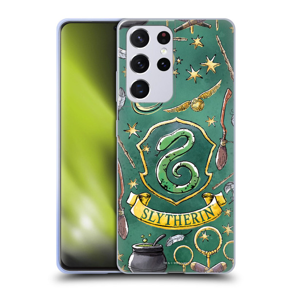 Harry Potter Deathly Hallows XIII Slytherin Pattern Soft Gel Case for Samsung Galaxy S21 Ultra 5G