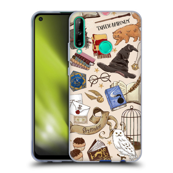 Harry Potter Deathly Hallows XXXVII Hogwarts Pattern Soft Gel Case for Huawei P40 lite E