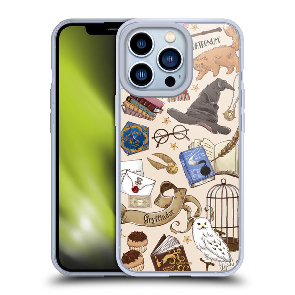 Harry Potter Deathly Hallows XXXVII Hogwarts Pattern Soft Gel Case for Apple iPhone 13 Pro