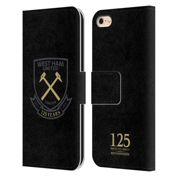 West Ham United FC 125 Year Anniversary Black Claret Crest Leather Book Wallet Case Cover For Apple iPhone 6 / iPhone 6s