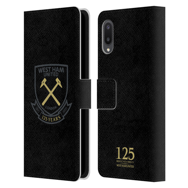 West Ham United FC 125 Year Anniversary Black Claret Crest Leather Book Wallet Case Cover For Samsung Galaxy A02/M02 (2021)