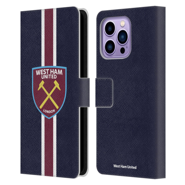 West Ham United FC Crest Stripes Leather Book Wallet Case Cover For Apple iPhone 14 Pro Max