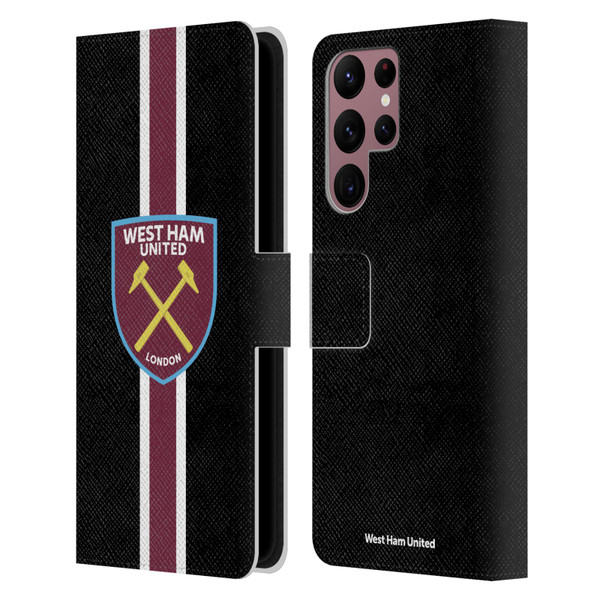 West Ham United FC Crest Stripes Leather Book Wallet Case Cover For Samsung Galaxy S22 Ultra 5G