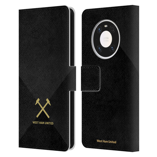 West Ham United FC Hammer Marque Kit Black & Gold Leather Book Wallet Case Cover For Huawei Mate 40 Pro 5G