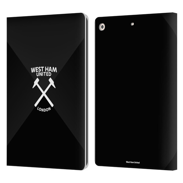 West Ham United FC Hammer Marque Kit Black & White Gradient Leather Book Wallet Case Cover For Apple iPad 10.2 2019/2020/2021