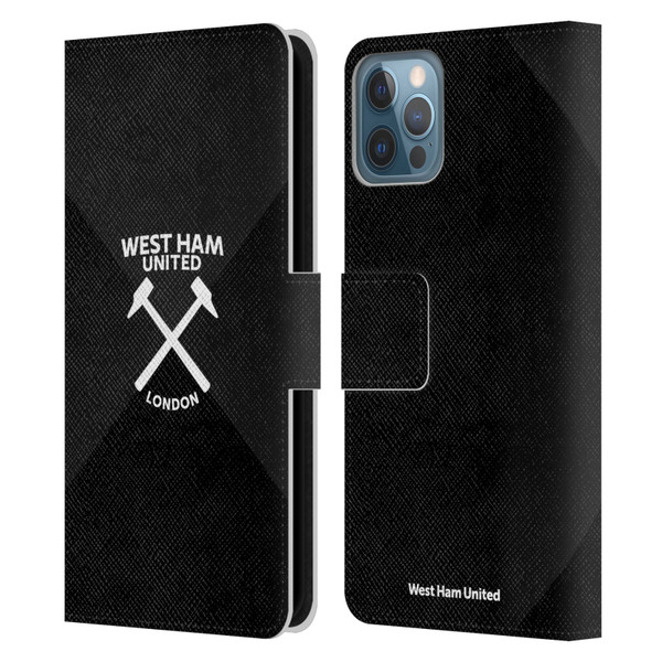 West Ham United FC Hammer Marque Kit Black & White Gradient Leather Book Wallet Case Cover For Apple iPhone 12 / iPhone 12 Pro