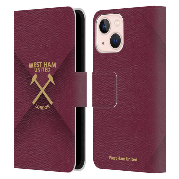 West Ham United FC Hammer Marque Kit Gradient Leather Book Wallet Case Cover For Apple iPhone 13 Mini