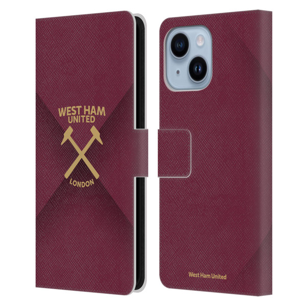 West Ham United FC Hammer Marque Kit Gradient Leather Book Wallet Case Cover For Apple iPhone 14 Plus