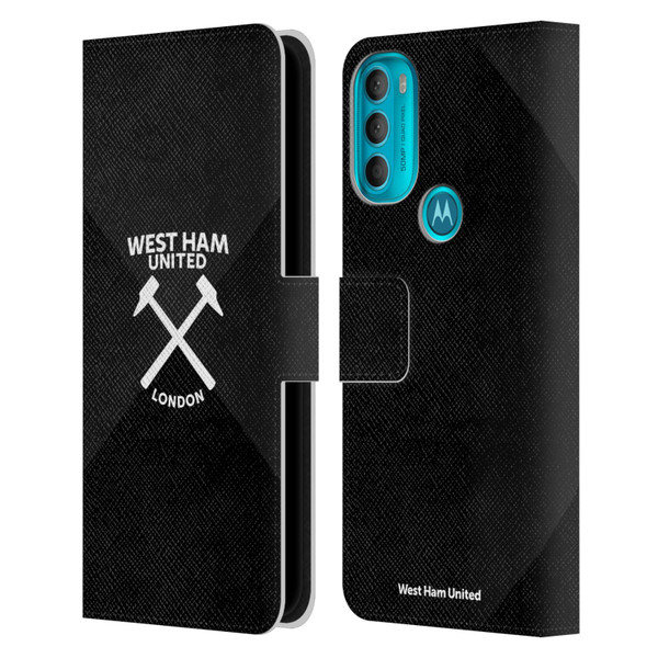 West Ham United FC Hammer Marque Kit Black & White Gradient Leather Book Wallet Case Cover For Motorola Moto G71 5G