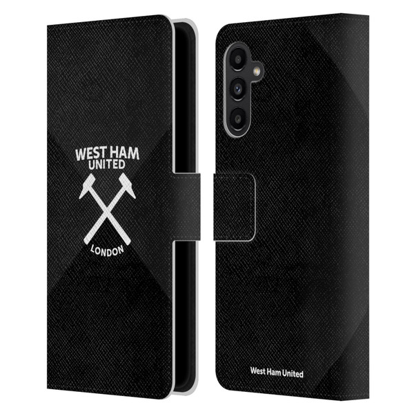 West Ham United FC Hammer Marque Kit Black & White Gradient Leather Book Wallet Case Cover For Samsung Galaxy A13 5G (2021)