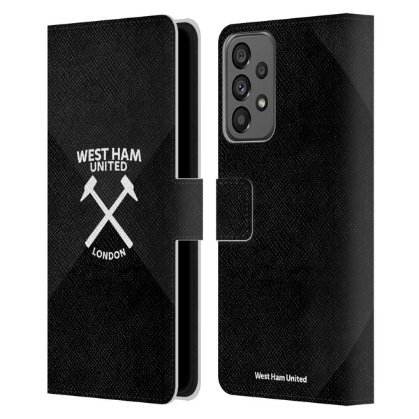 West Ham United FC Hammer Marque Kit Black & White Gradient Leather Book Wallet Case Cover For Samsung Galaxy A73 5G (2022)