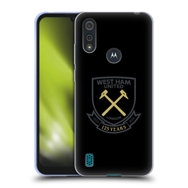 West Ham United FC 125 Year Anniversary Black Claret Crest Soft Gel Case for Motorola Moto E6s (2020)