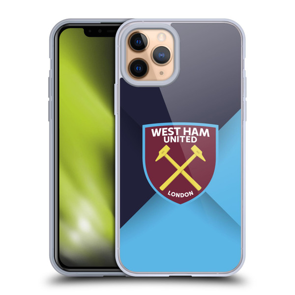 West Ham United FC Crest Blue Gradient Soft Gel Case for Apple iPhone 11 Pro