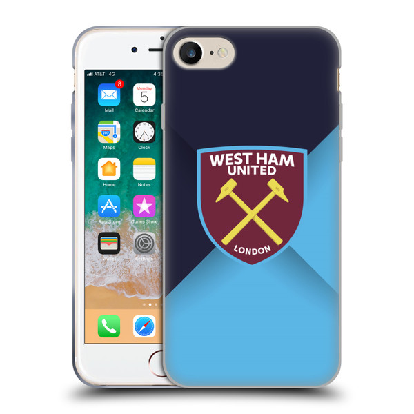 West Ham United FC Crest Blue Gradient Soft Gel Case for Apple iPhone 7 / 8 / SE 2020 & 2022