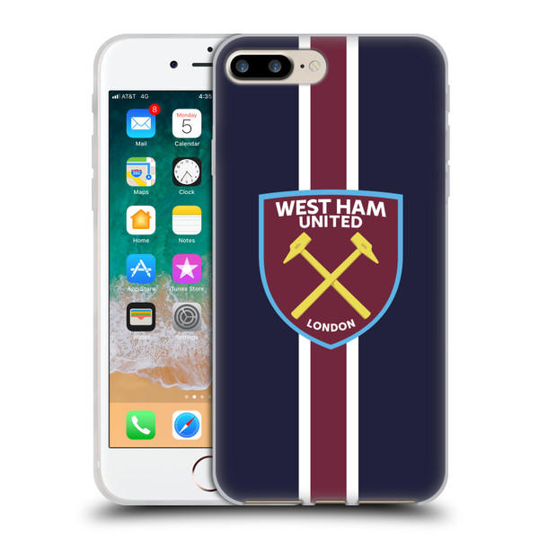West Ham United FC Crest Stripes Soft Gel Case for Apple iPhone 7 Plus / iPhone 8 Plus