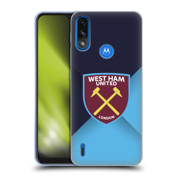 West Ham United FC Crest Blue Gradient Soft Gel Case for Motorola Moto E7 Power / Moto E7i Power