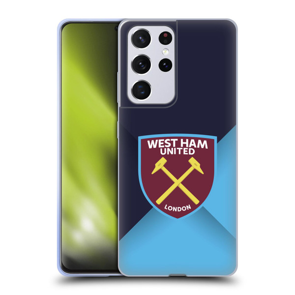 West Ham United FC Crest Blue Gradient Soft Gel Case for Samsung Galaxy S21 Ultra 5G