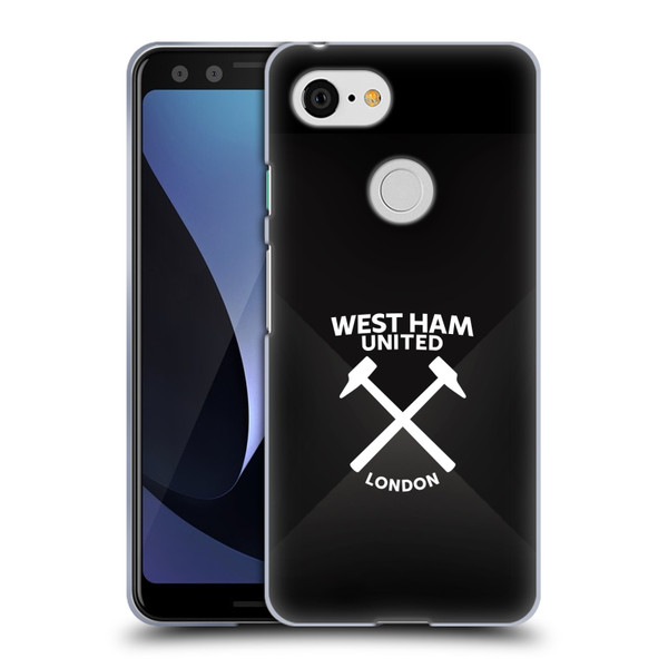 West Ham United FC Hammer Marque Kit Black & White Gradient Soft Gel Case for Google Pixel 3