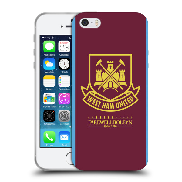 West Ham United FC Retro Crest 2015/16 Final Home Soft Gel Case for Apple iPhone 5 / 5s / iPhone SE 2016