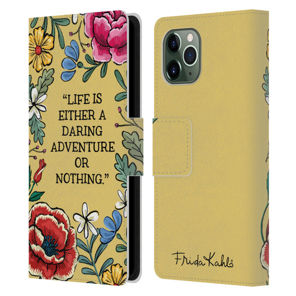 Frida Kahlo Art & Quotes Daring Adventure Leather Book Wallet Case Cover For Apple iPhone 11 Pro