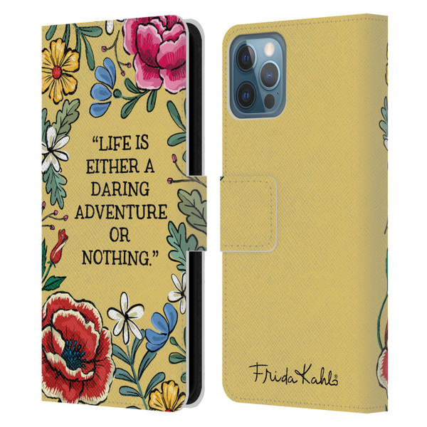 Frida Kahlo Art & Quotes Daring Adventure Leather Book Wallet Case Cover For Apple iPhone 12 / iPhone 12 Pro