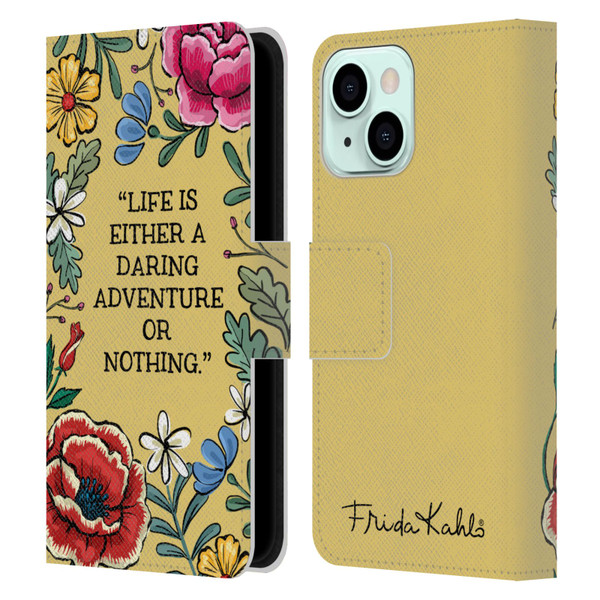 Frida Kahlo Art & Quotes Daring Adventure Leather Book Wallet Case Cover For Apple iPhone 13 Mini