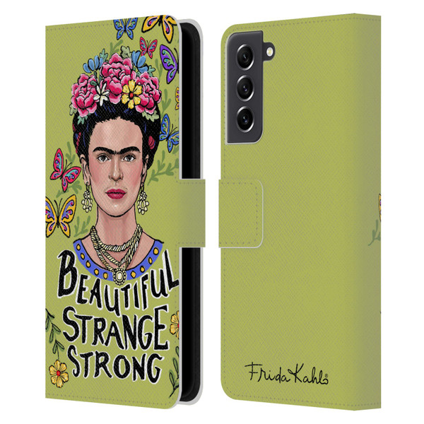 Frida Kahlo Art & Quotes Beautiful Woman Leather Book Wallet Case Cover For Samsung Galaxy S21 FE 5G