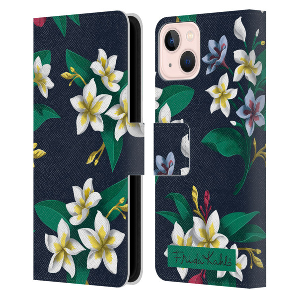Frida Kahlo Flowers Plumeria Leather Book Wallet Case Cover For Apple iPhone 13