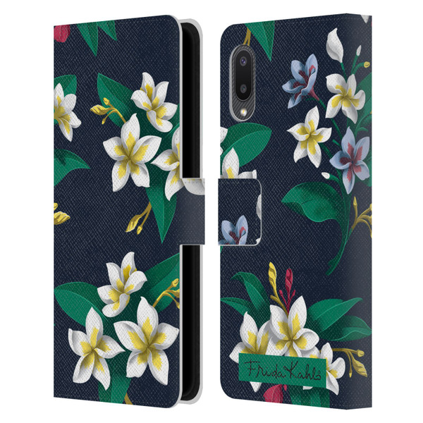 Frida Kahlo Flowers Plumeria Leather Book Wallet Case Cover For Samsung Galaxy A02/M02 (2021)