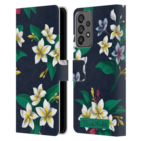 Frida Kahlo Flowers Plumeria Leather Book Wallet Case Cover For Samsung Galaxy A73 5G (2022)