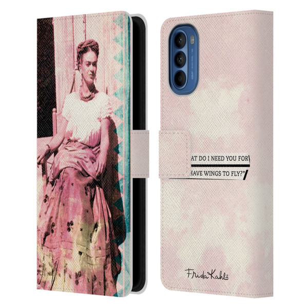 Frida Kahlo Portraits And Quotes Strange Leather Book Wallet Case Cover For Motorola Moto G41