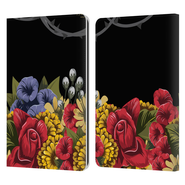 Frida Kahlo Red Florals Efflorescence Leather Book Wallet Case Cover For Amazon Kindle Paperwhite 1 / 2 / 3