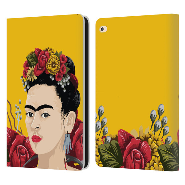 Frida Kahlo Red Florals Portrait Leather Book Wallet Case Cover For Apple iPad Air 2 (2014)