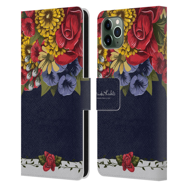 Frida Kahlo Red Florals Blooms Leather Book Wallet Case Cover For Apple iPhone 11 Pro Max