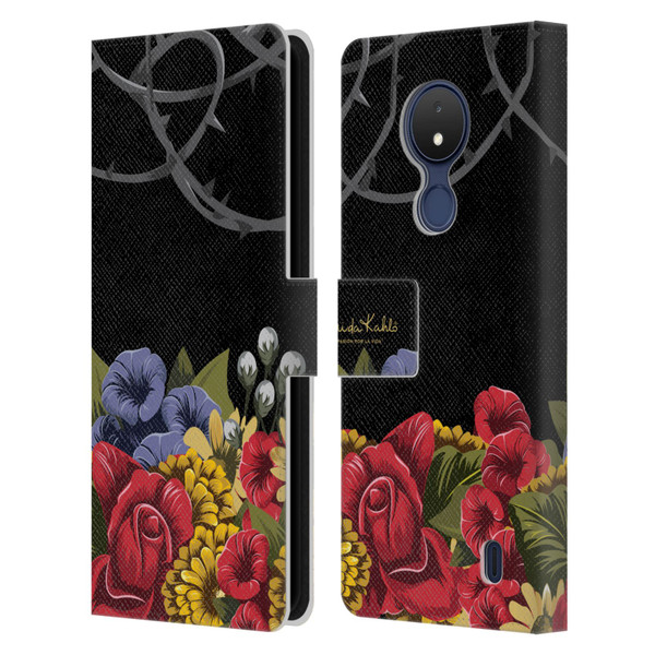 Frida Kahlo Red Florals Efflorescence Leather Book Wallet Case Cover For Nokia C21