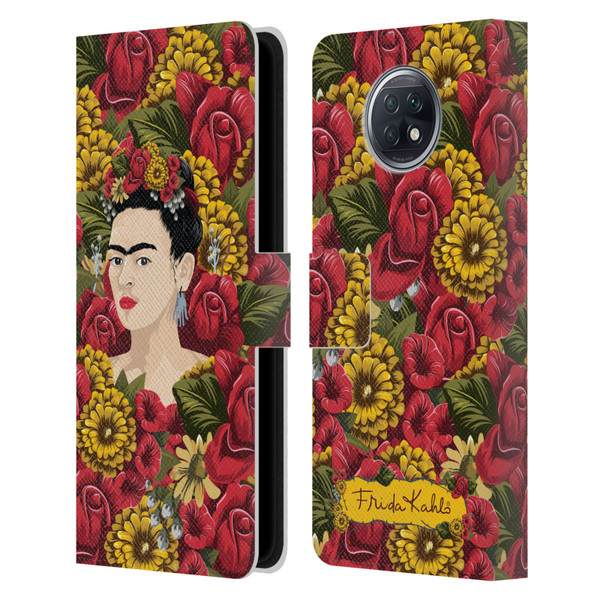 Frida Kahlo Red Florals Portrait Pattern Leather Book Wallet Case Cover For Xiaomi Redmi Note 9T 5G