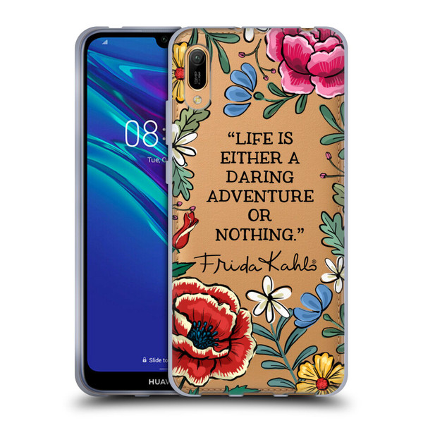 Frida Kahlo Art & Quotes Daring Adventure Soft Gel Case for Huawei Y6 Pro (2019)